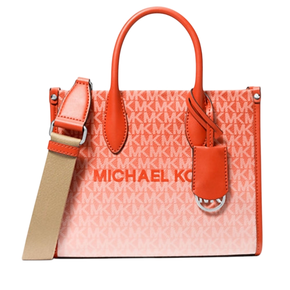 New Michael Kors Mirella Small Red Clay With Ombré Effect Signature Logo